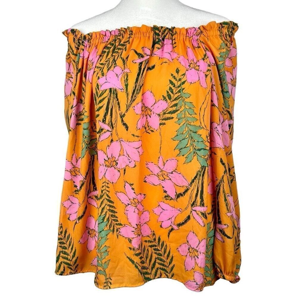 Gason & Latimer Off The Shoulder Tropical Floral Blouse Medium
